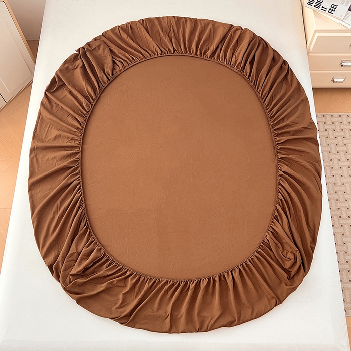 91家纺网 家纺一手货源 找家纺 优尚佳生活馆 2025新款亲肤水洗棉纯色单品床笠 琥珀棕