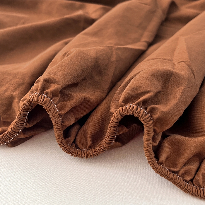 91家纺网 家纺一手货源 找家纺 优尚佳生活馆 2025新款亲肤水洗棉纯色单品床笠 琥珀棕