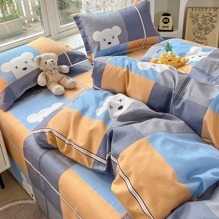 91家纺网 家纺一手货源 找家纺 文黛家居 2025新款植物羊绒亲肤小版花单被套 小熊宝贝