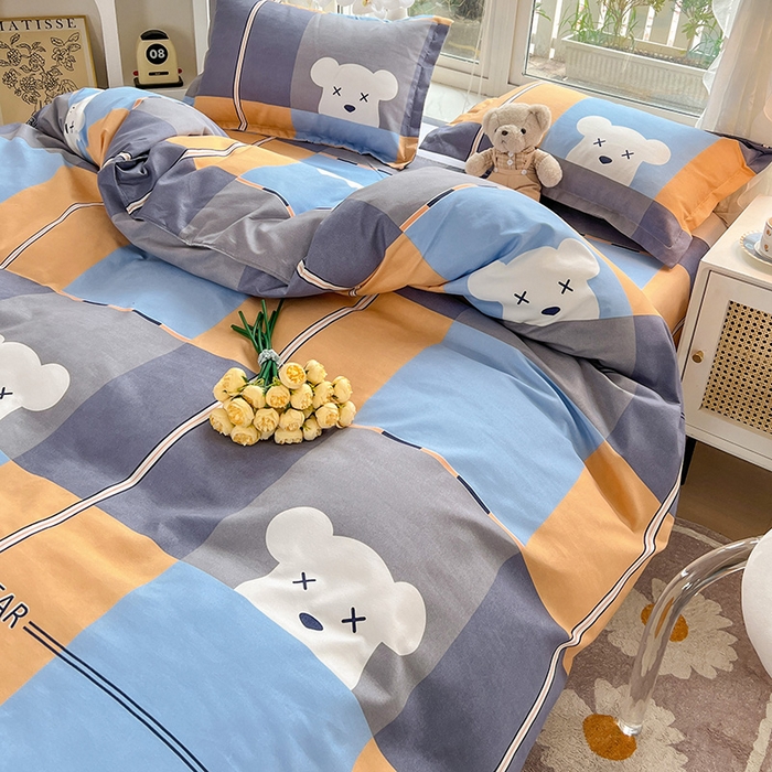 91家纺网 家纺一手货源 找家纺 文黛家居 2025新款植物羊绒亲肤小版花单被套 小熊宝贝