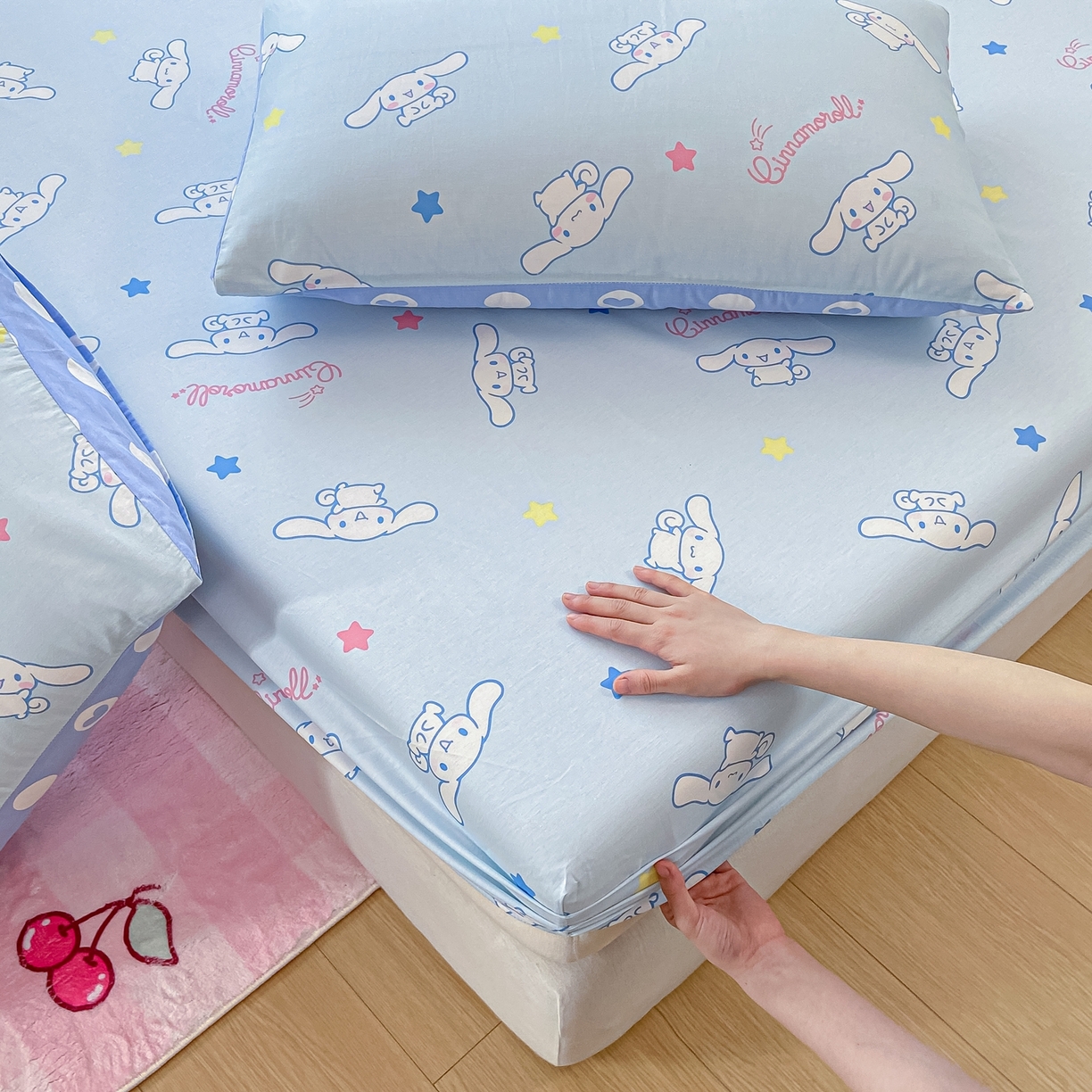 91家纺网 家纺一手货源 找家纺 博雅 2025春夏新款三丽欧小版全棉纯棉单品床笠床笠单件单床笠 满版玉桂狗