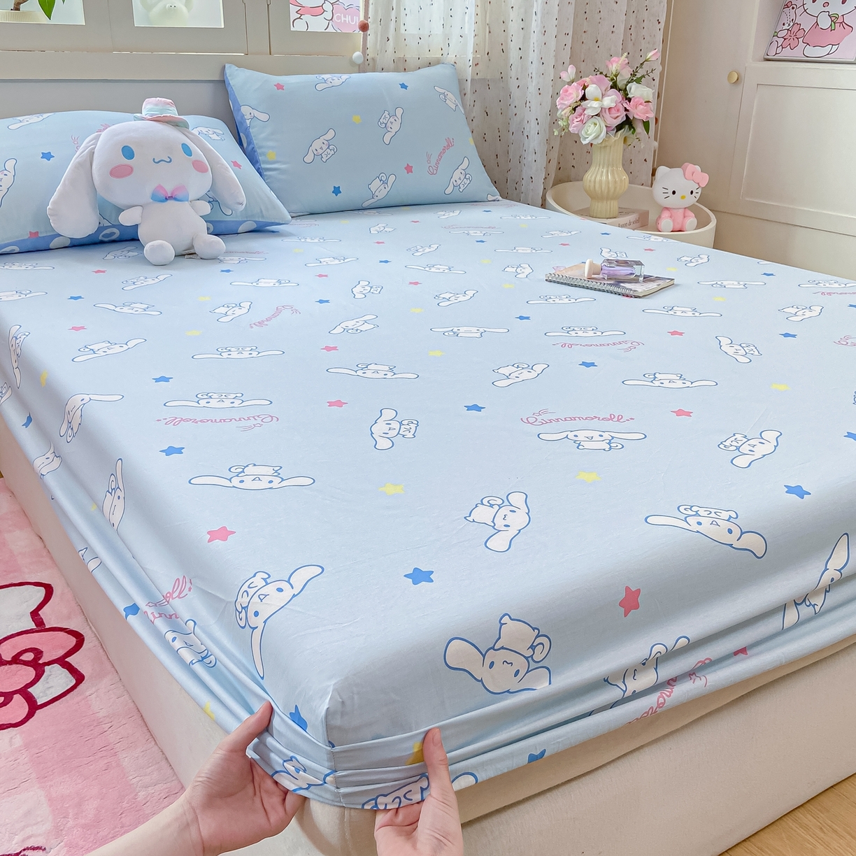 91家纺网 家纺一手货源 找家纺 博雅 2025春夏新款三丽欧小版全棉纯棉单品床笠床笠单件单床笠 满版玉桂狗