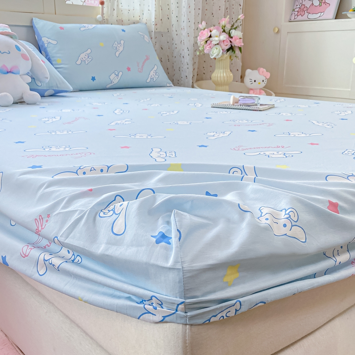 91家纺网 家纺一手货源 找家纺 博雅 2025春夏新款三丽欧小版全棉纯棉单品床笠床笠单件单床笠 满版玉桂狗