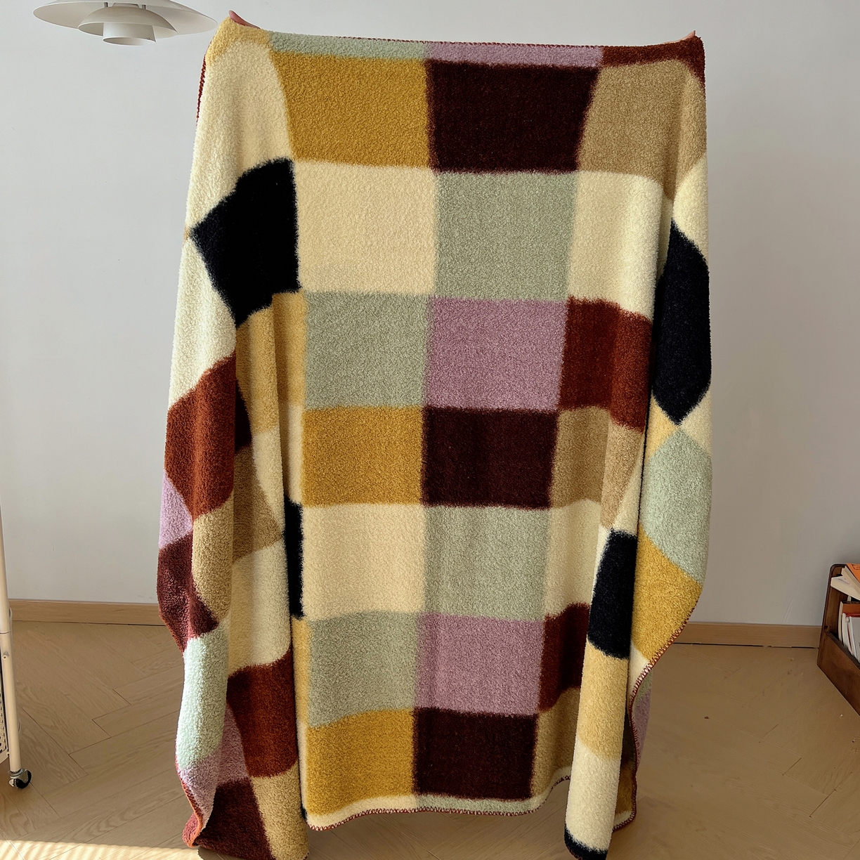 91家纺网 家纺一手货源 找家纺 舒隅家纺 A类高级感半边绒三角针毛毯毯子 棋盘格-粉