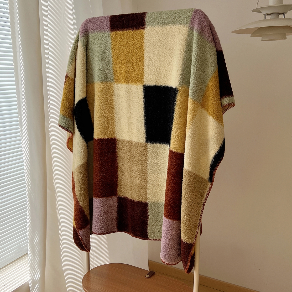 91家纺网 家纺一手货源 找家纺 舒隅家纺 A类高级感半边绒三角针毛毯毯子 棋盘格-粉