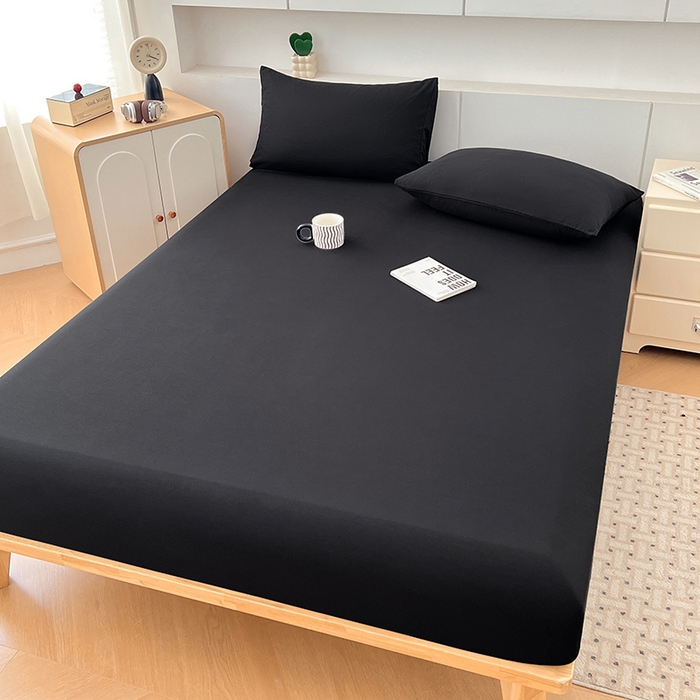 91家纺网 家纺一手货源 找家纺 优尚佳生活馆 2025新款亲肤水洗棉纯色单品床笠 静夜