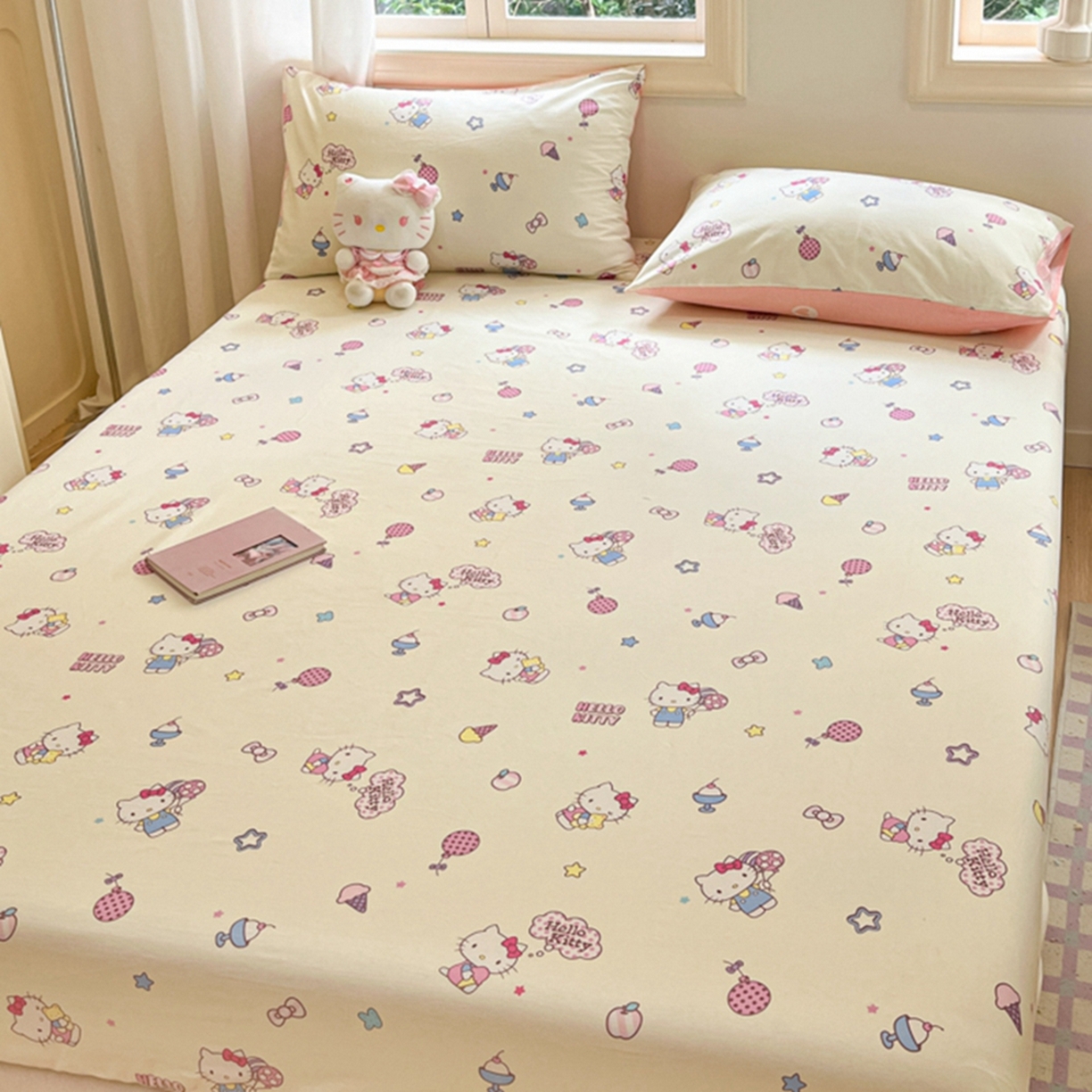 91家纺网 家纺一手货源 找家纺 博雅 2025春夏新款三丽欧小版全棉纯棉单品床笠床笠单件单床笠 美美KT