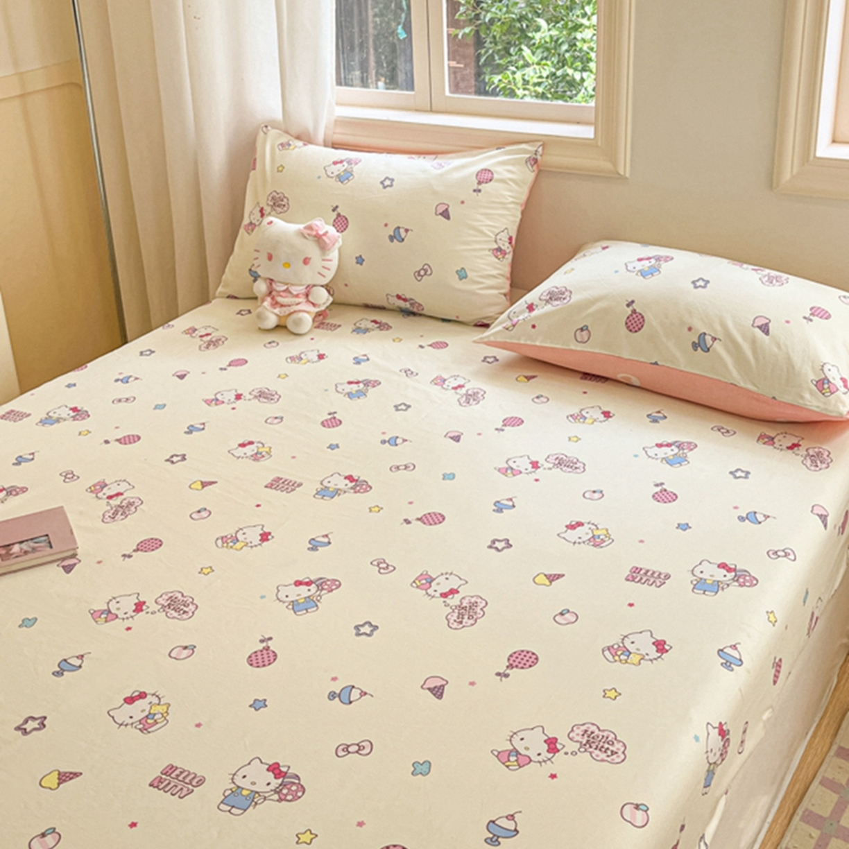 91家纺网 家纺一手货源 找家纺 博雅 2025春夏新款三丽欧小版全棉纯棉单品床笠床笠单件单床笠 美美KT