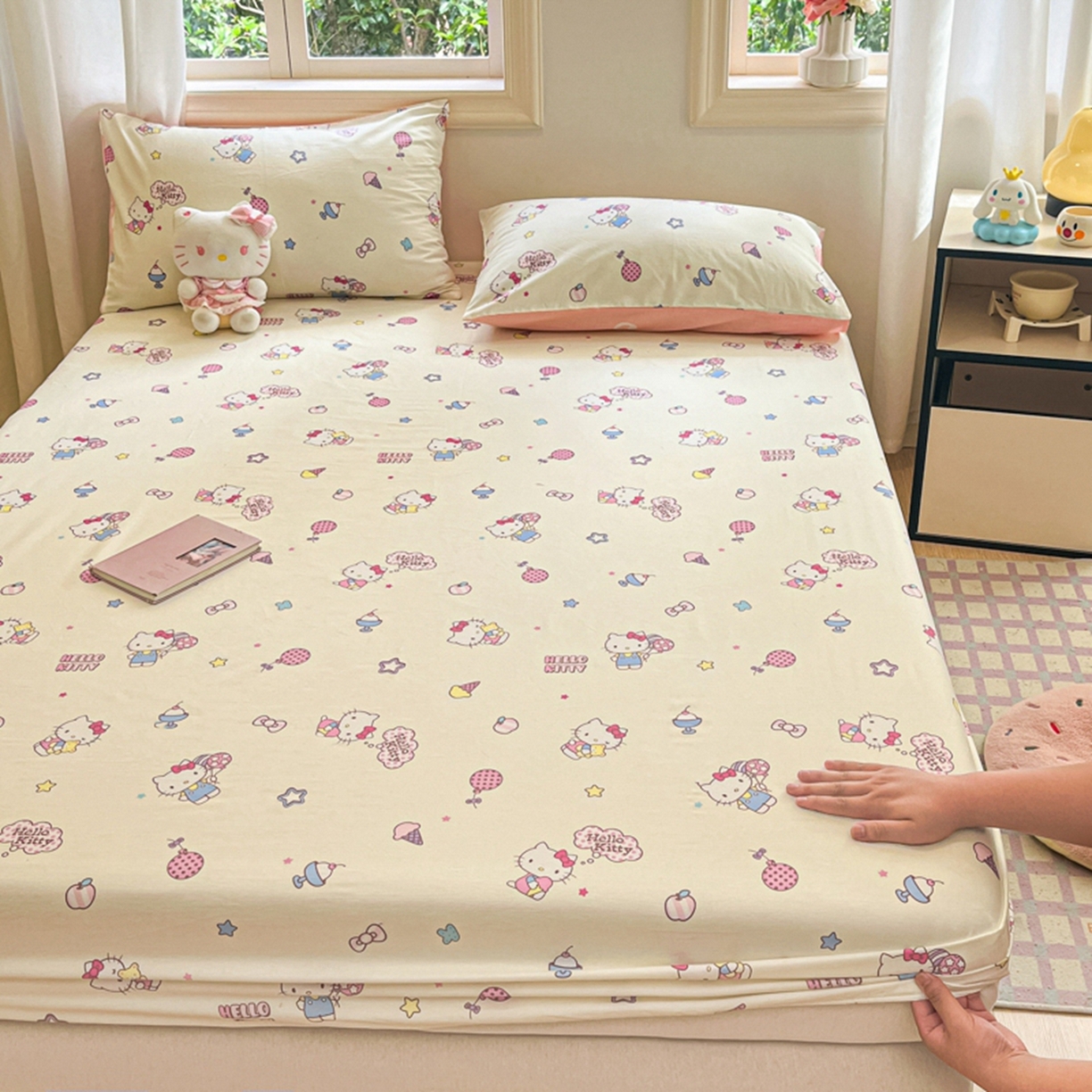 91家纺网 家纺一手货源 找家纺 博雅 2025春夏新款三丽欧小版全棉纯棉单品床笠床笠单件单床笠 美美KT