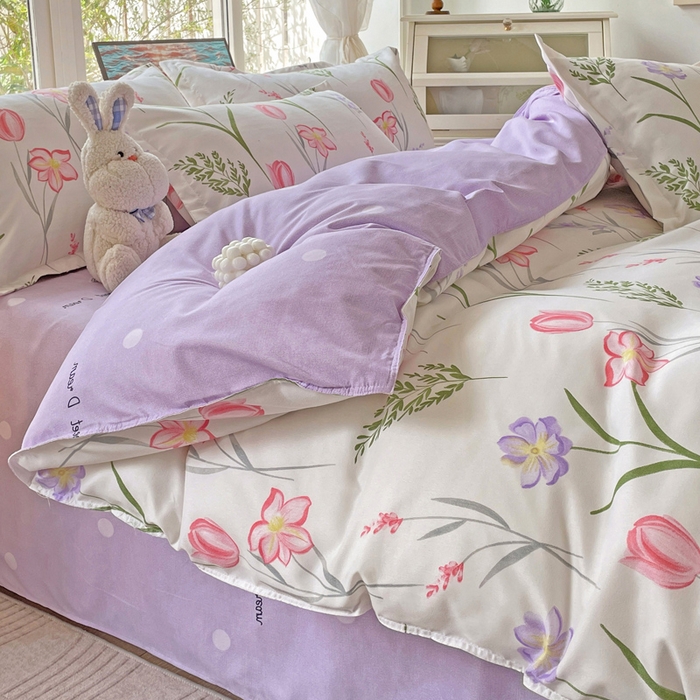 91家纺网 家纺一手货源 找家纺 文黛家居 2025新款植物羊绒亲肤小版花单被套 欣然花开