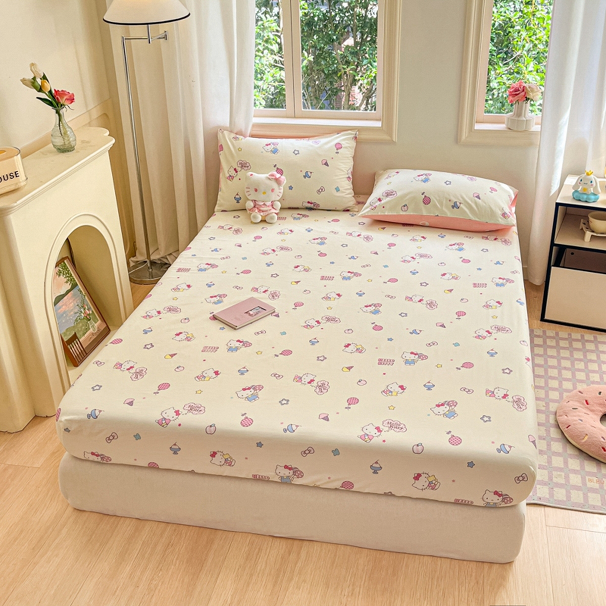 91家纺网 家纺一手货源 找家纺 博雅 2025春夏新款三丽欧小版全棉纯棉单品床笠床笠单件单床笠 美美KT