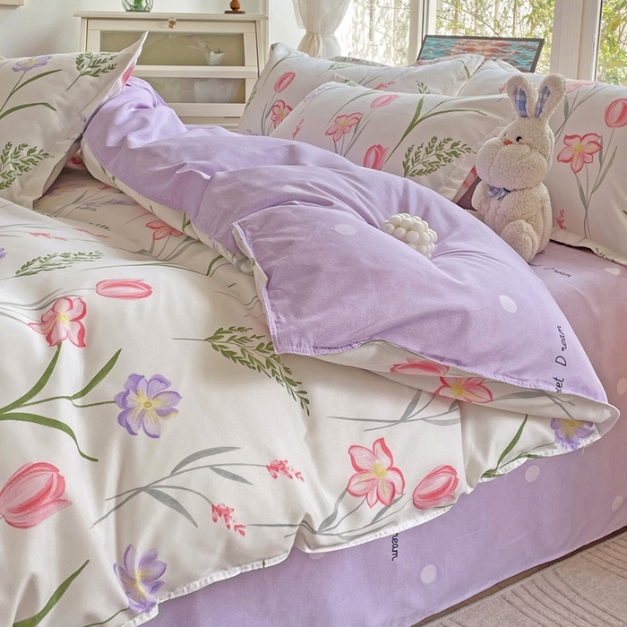 91家纺网 家纺一手货源 找家纺 文黛家居 2025新款植物羊绒亲肤小版花单被套 欣然花开