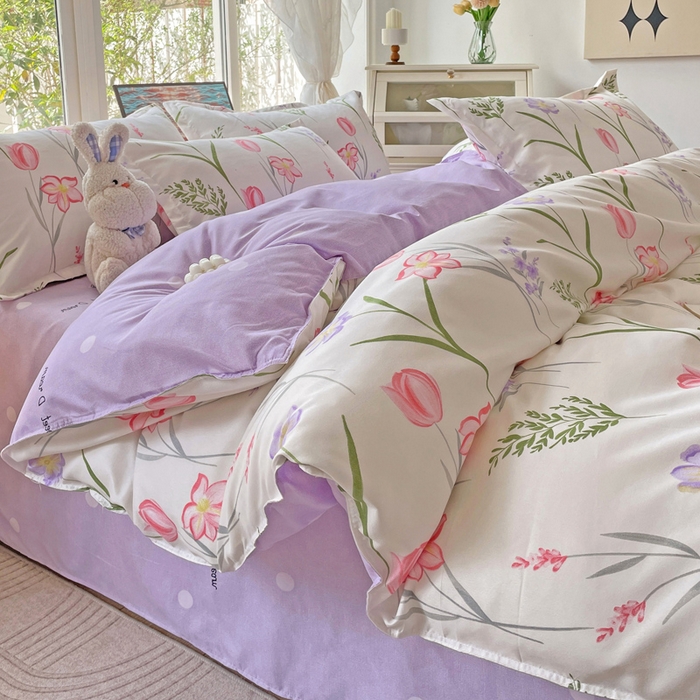 91家纺网 家纺一手货源 找家纺 文黛家居 2025新款植物羊绒亲肤小版花单被套 欣然花开