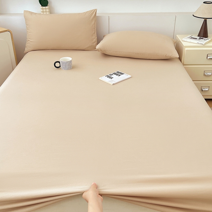 91家纺网 家纺一手货源 找家纺 优尚佳生活馆 2025新款亲肤水洗棉纯色单品床笠 伦敦咖