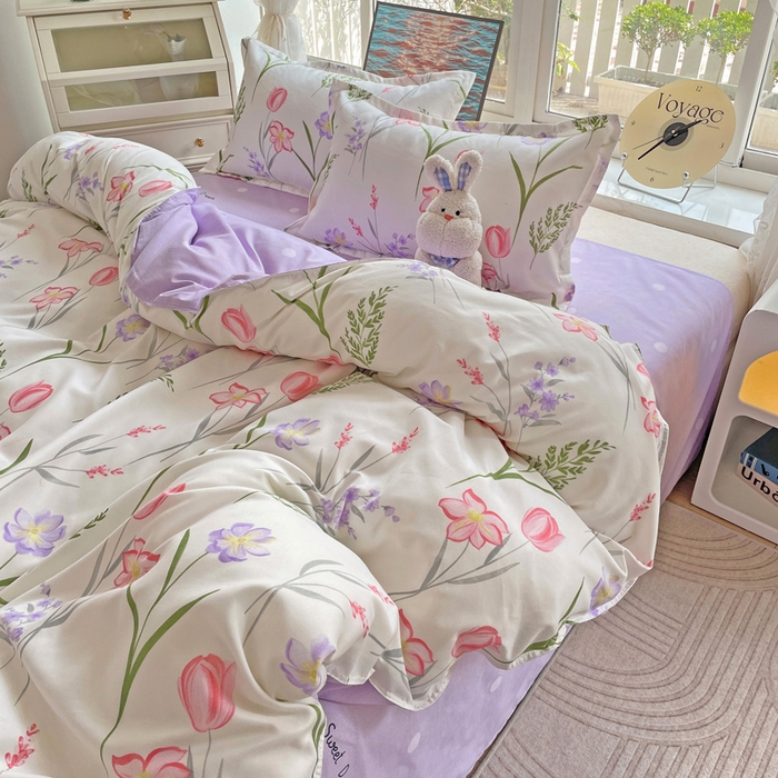 91家纺网 家纺一手货源 找家纺 文黛家居 2025新款植物羊绒亲肤小版花单被套 欣然花开