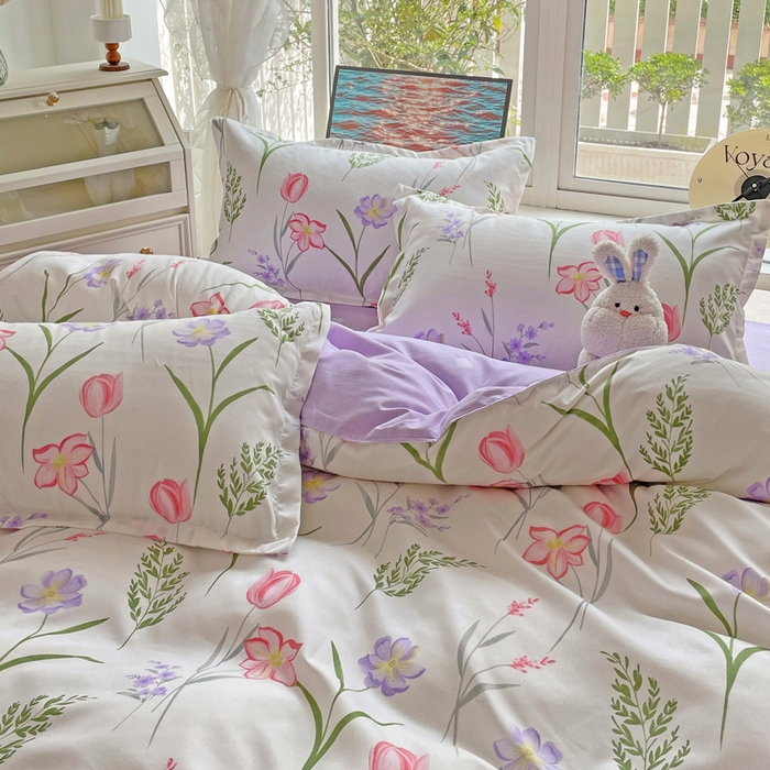 91家纺网 家纺一手货源 找家纺 文黛家居 2025新款植物羊绒亲肤小版花单被套 欣然花开