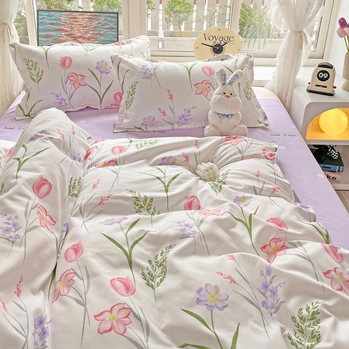 91家纺网 家纺一手货源 找家纺 文黛家居 2025新款植物羊绒亲肤小版花单被套 欣然花开