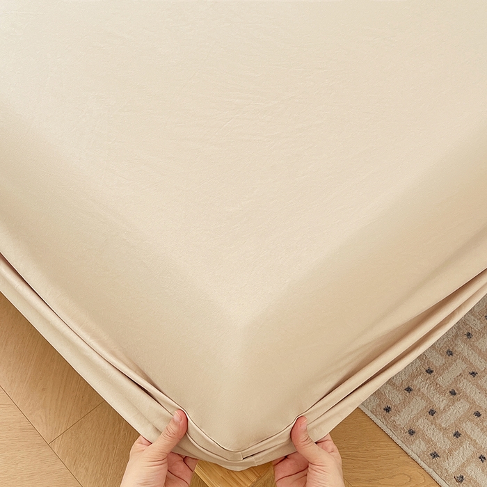 91家纺网 家纺一手货源 找家纺 优尚佳生活馆 2025新款亲肤水洗棉纯色单品床笠 伦敦咖