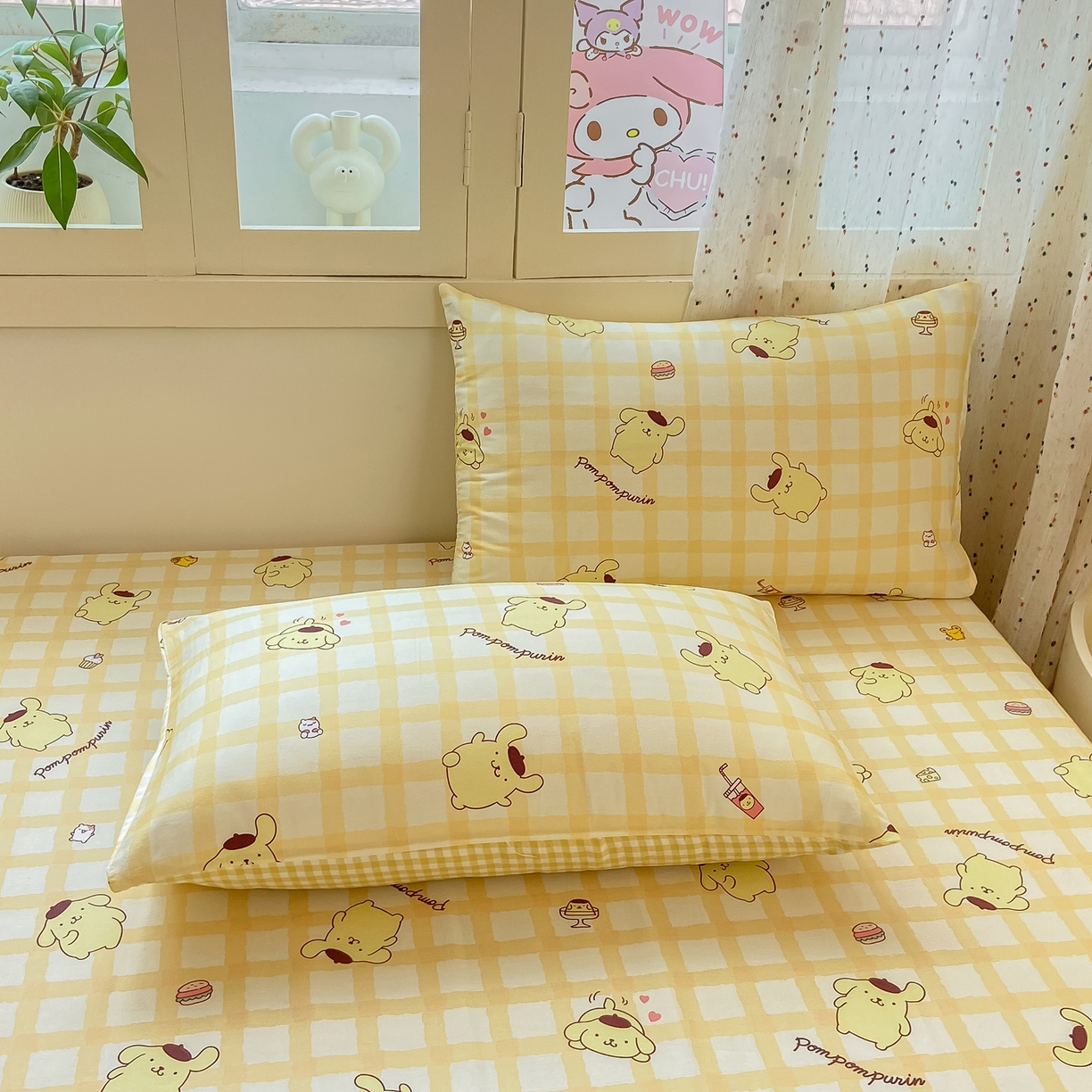 91家纺网 家纺一手货源 找家纺 博雅 2025春夏新款三丽欧小版全棉纯棉单品床笠床笠单件单床笠 美食布丁狗