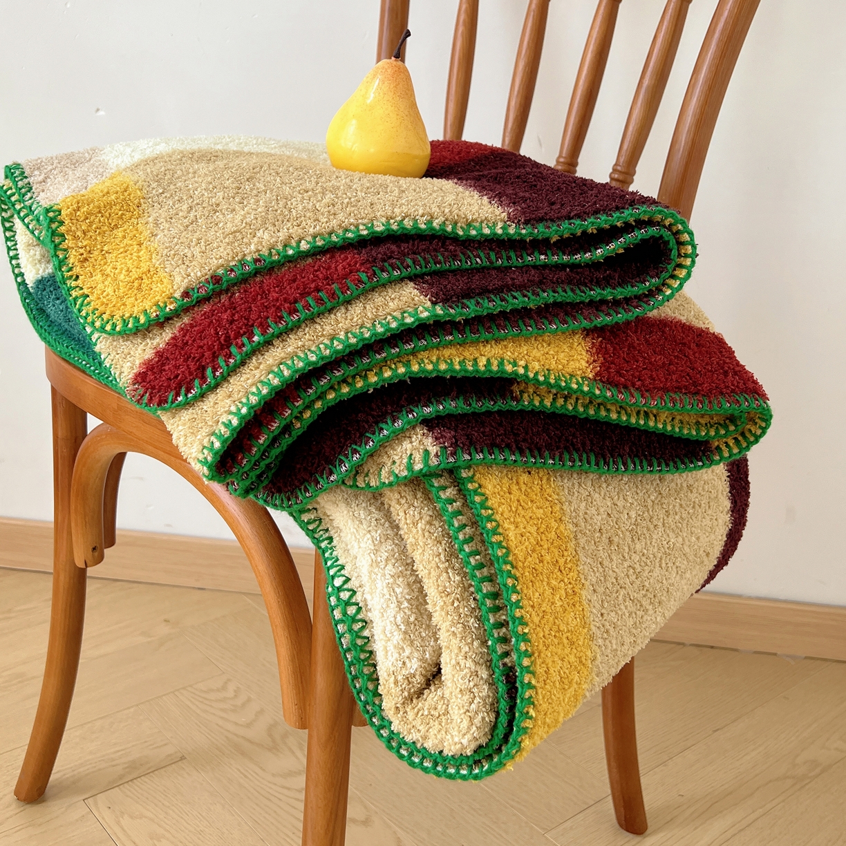 91家纺网 家纺一手货源 找家纺 舒隅家纺 A类高级感半边绒三角针毛毯毯子 棋盘格-绿