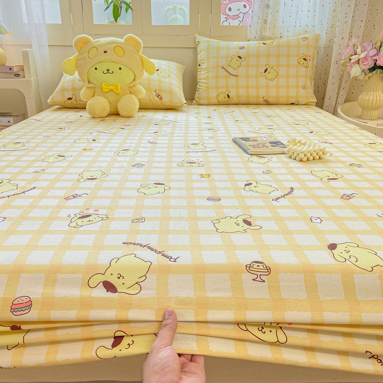 91家纺网 家纺一手货源 找家纺 博雅 2025春夏新款三丽欧小版全棉纯棉单品床笠床笠单件单床笠 美食布丁狗