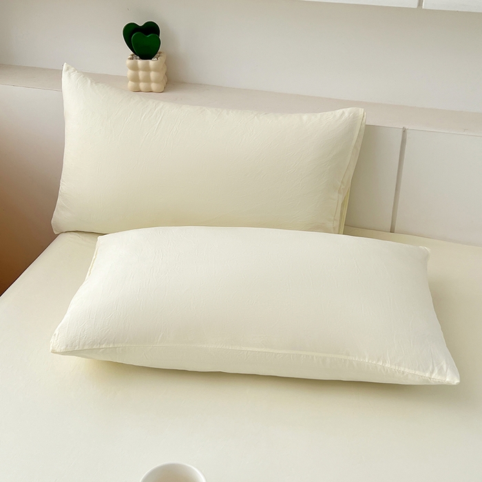 91家纺网 家纺一手货源 找家纺 优尚佳生活馆 2025新款亲肤水洗棉纯色单品床笠 奶酪白