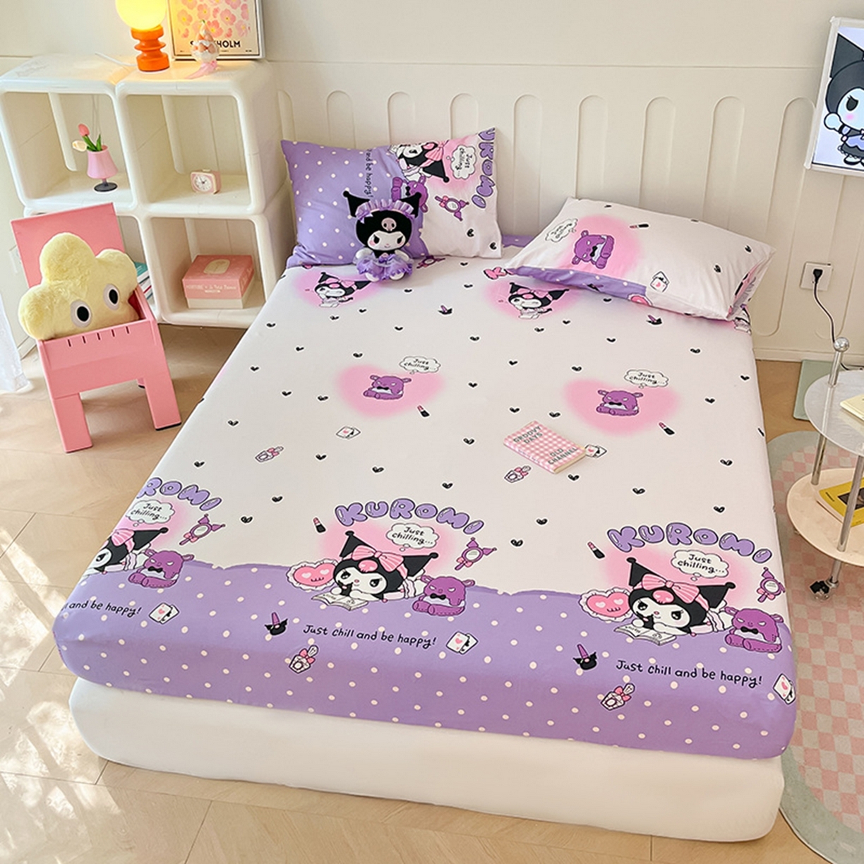 91家纺网 家纺一手货源 找家纺 博雅 2025春夏新款三丽欧小版全棉纯棉单品床笠床笠单件单床笠 梦想库洛米