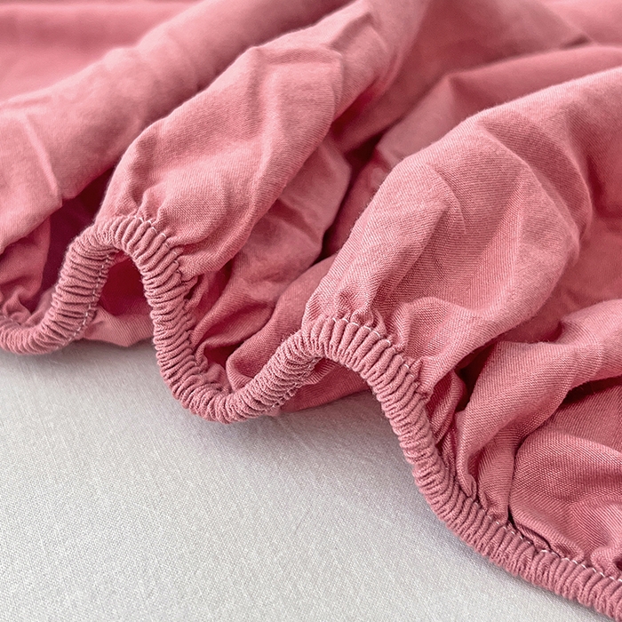 91家纺网 家纺一手货源 找家纺 优尚佳生活馆 2025新款亲肤水洗棉纯色单品床笠 藕粉