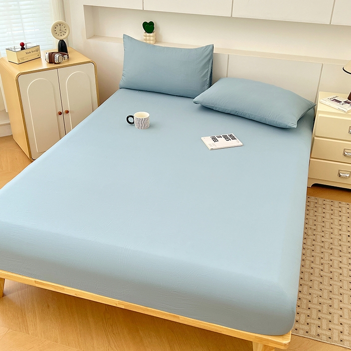 91家纺网 家纺一手货源 找家纺 优尚佳生活馆 2025新款亲肤水洗棉纯色单品床笠 品悦