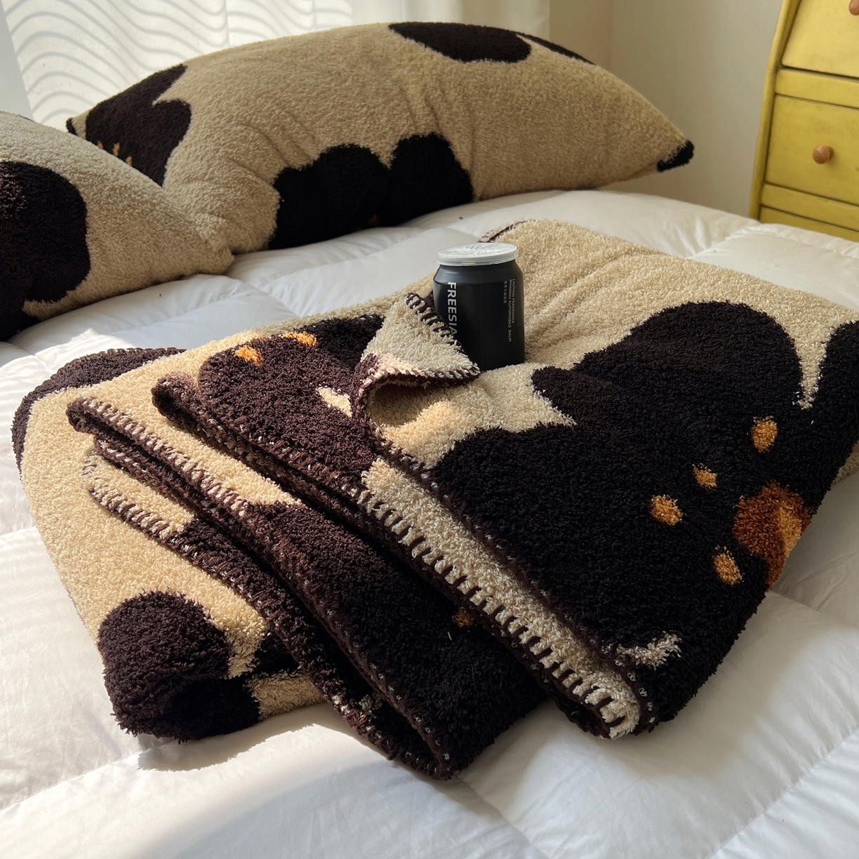 91家纺网 家纺一手货源 找家纺 舒隅家纺 A类高级感半边绒三角针毛毯毯子 太阳花