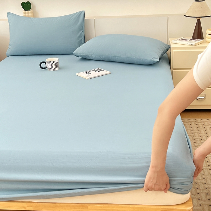 91家纺网 家纺一手货源 找家纺 优尚佳生活馆 2025新款亲肤水洗棉纯色单品床笠 品悦