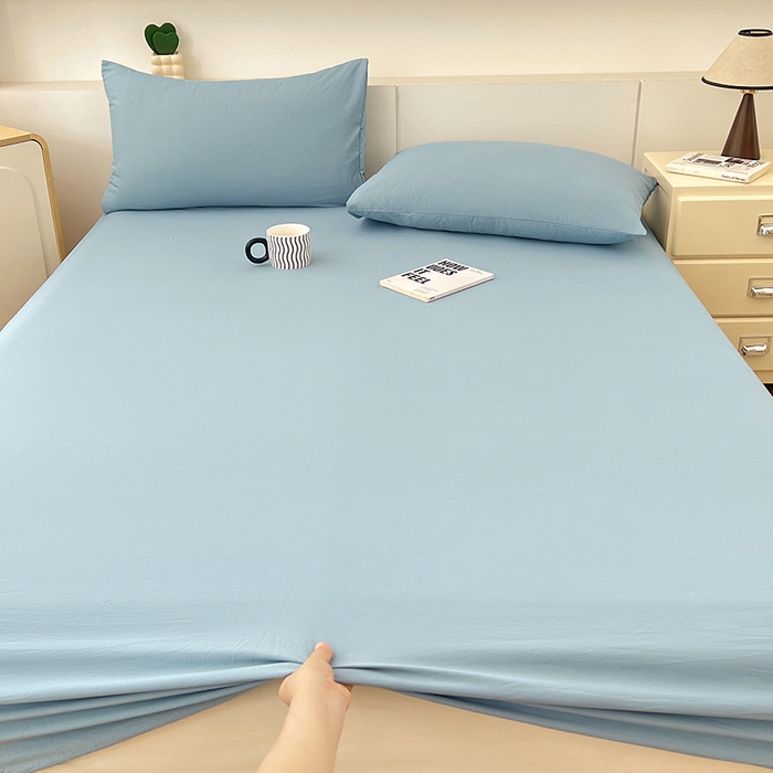 91家纺网 家纺一手货源 找家纺 优尚佳生活馆 2025新款亲肤水洗棉纯色单品床笠 品悦