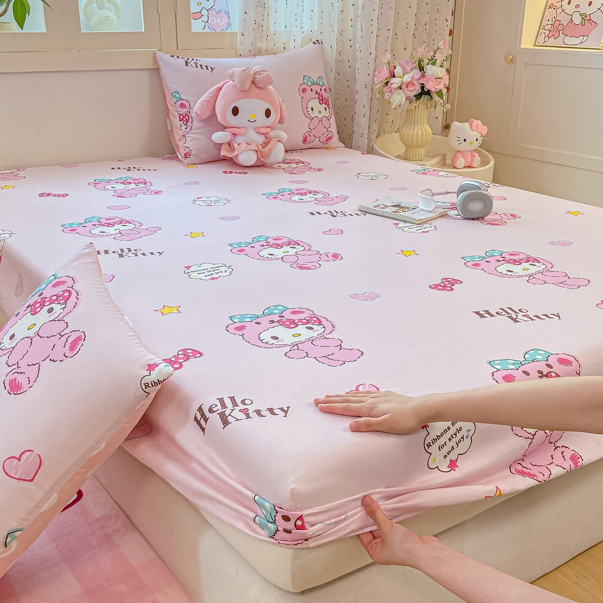 91家纺网 家纺一手货源 找家纺 博雅 2025春夏新款三丽欧小版全棉纯棉单品床笠床笠单件单床笠 腮红KT