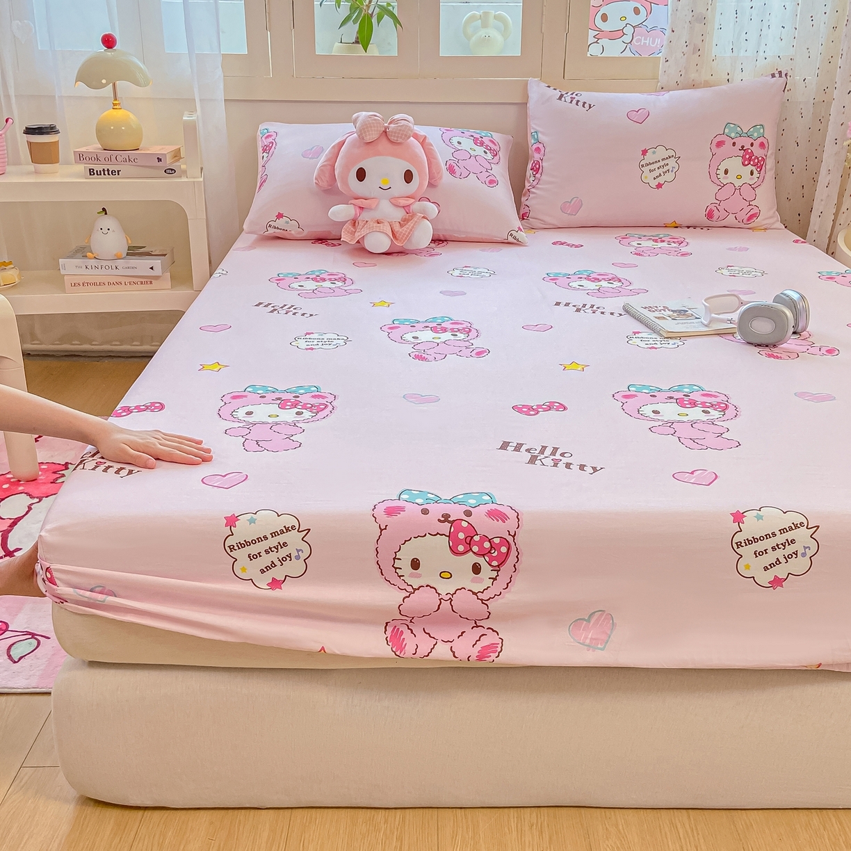 91家纺网 家纺一手货源 找家纺 博雅 2025春夏新款三丽欧小版全棉纯棉单品床笠床笠单件单床笠 腮红KT