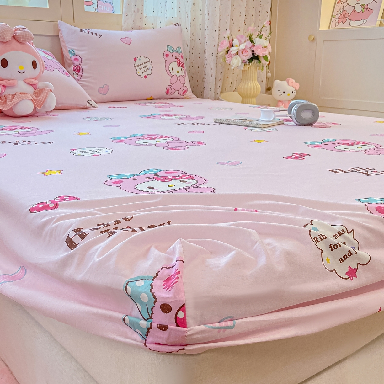 91家纺网 家纺一手货源 找家纺 博雅 2025春夏新款三丽欧小版全棉纯棉单品床笠床笠单件单床笠 腮红KT