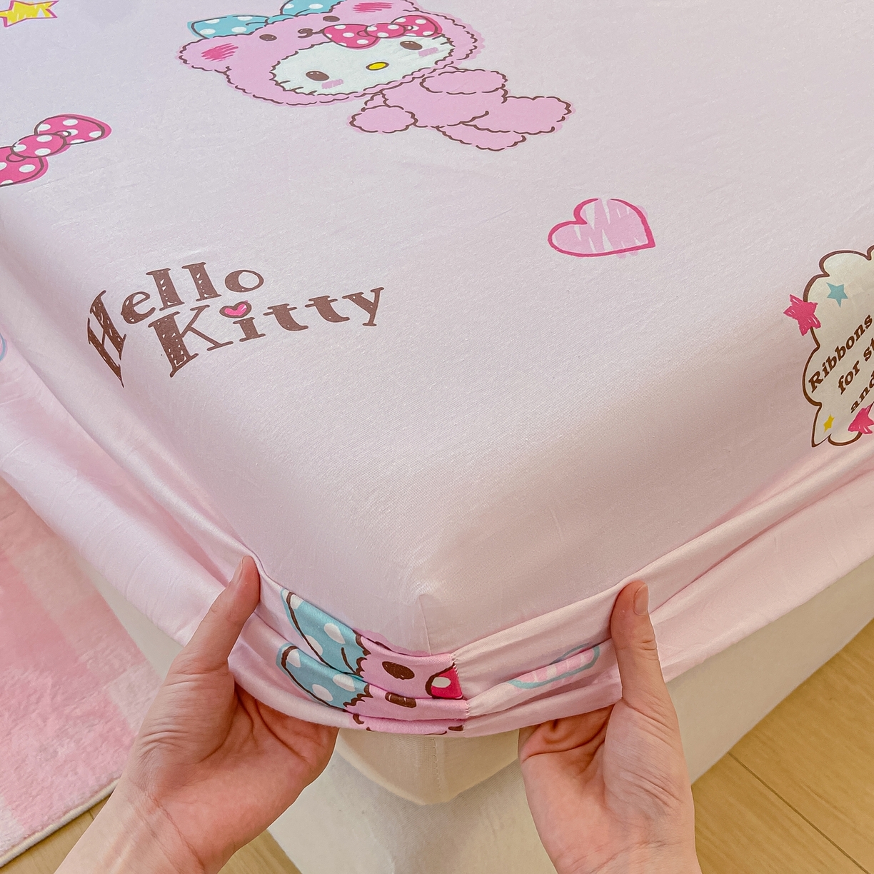 91家纺网 家纺一手货源 找家纺 博雅 2025春夏新款三丽欧小版全棉纯棉单品床笠床笠单件单床笠 腮红KT