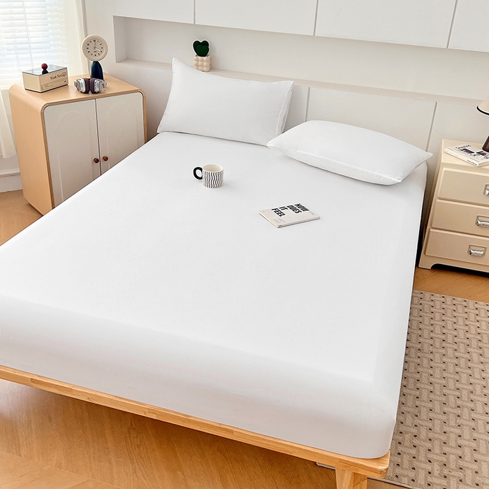 91家纺网 家纺一手货源 找家纺 优尚佳生活馆 2025新款亲肤水洗棉纯色单品床笠 乳白