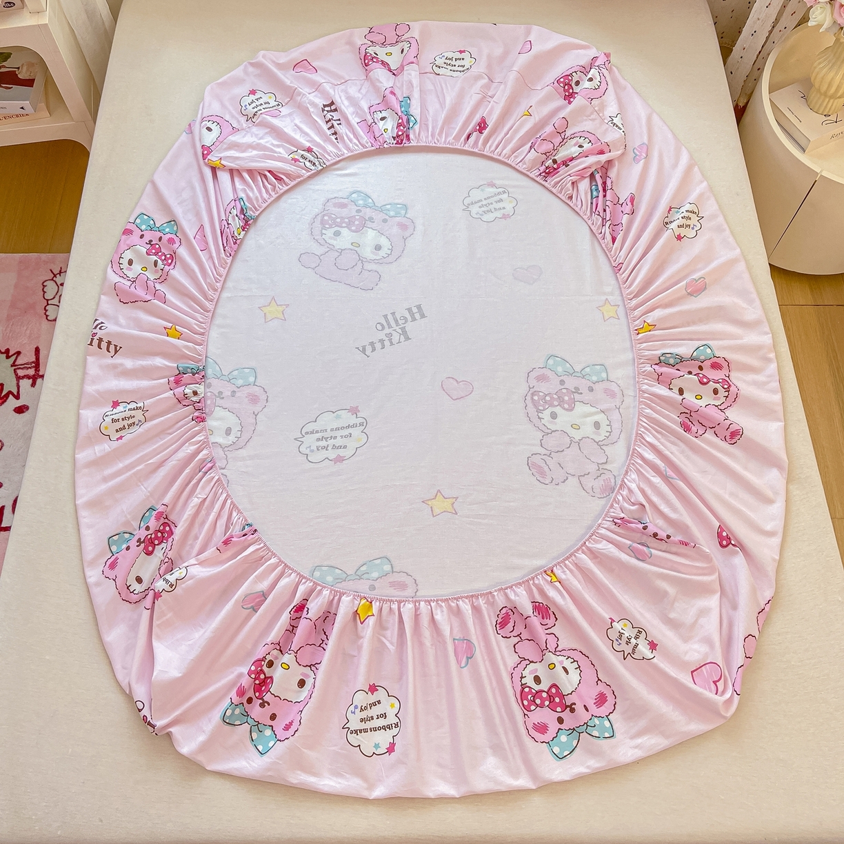 91家纺网 家纺一手货源 找家纺 博雅 2025春夏新款三丽欧小版全棉纯棉单品床笠床笠单件单床笠 腮红KT