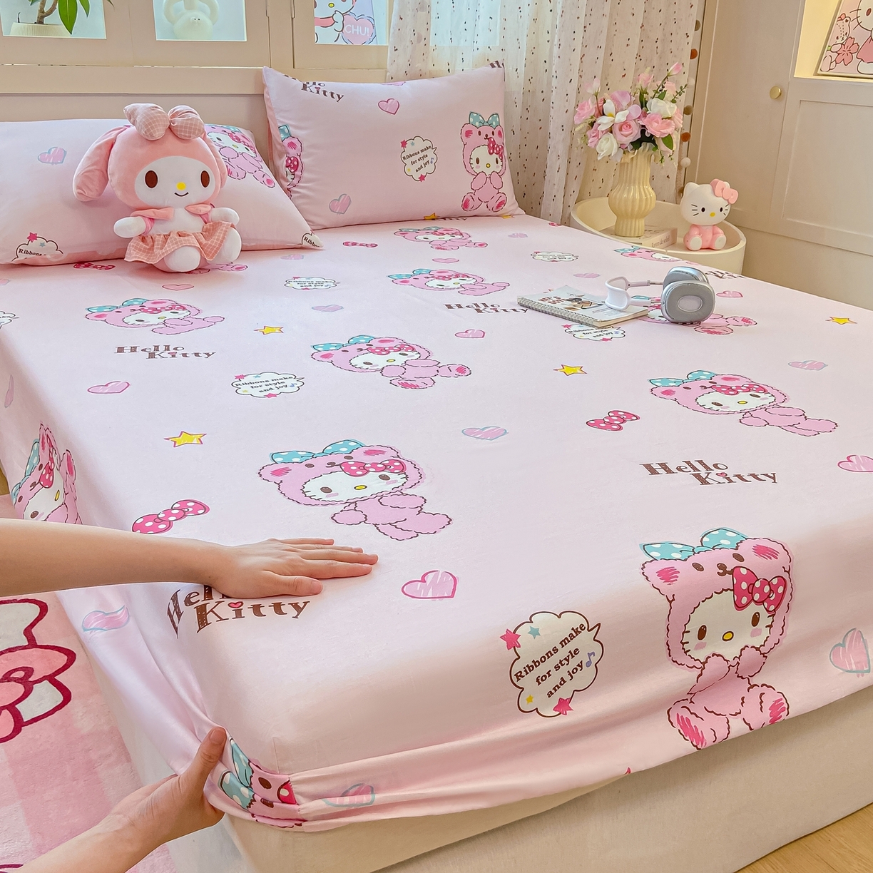 91家纺网 家纺一手货源 找家纺 博雅 2025春夏新款三丽欧小版全棉纯棉单品床笠床笠单件单床笠 腮红KT