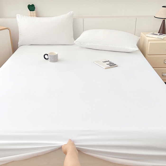 91家纺网 家纺一手货源 找家纺 优尚佳生活馆 2025新款亲肤水洗棉纯色单品床笠 乳白