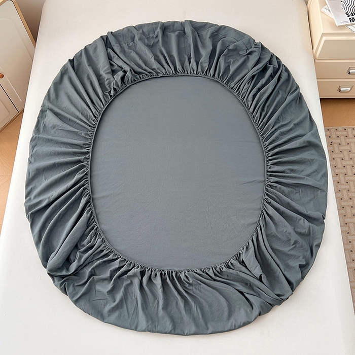 91家纺网 家纺一手货源 找家纺 优尚佳生活馆 2025新款亲肤水洗棉纯色单品床笠 雅青