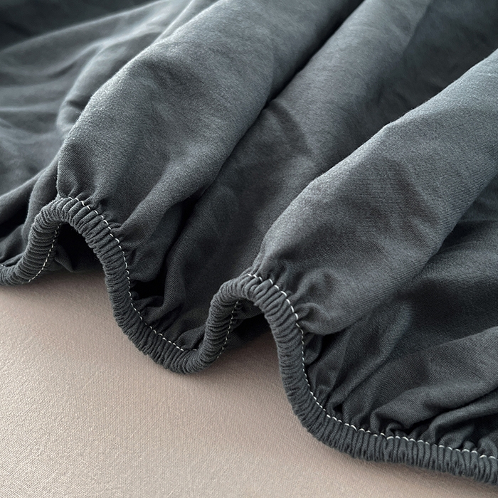 91家纺网 家纺一手货源 找家纺 优尚佳生活馆 2025新款亲肤水洗棉纯色单品床笠 雅青