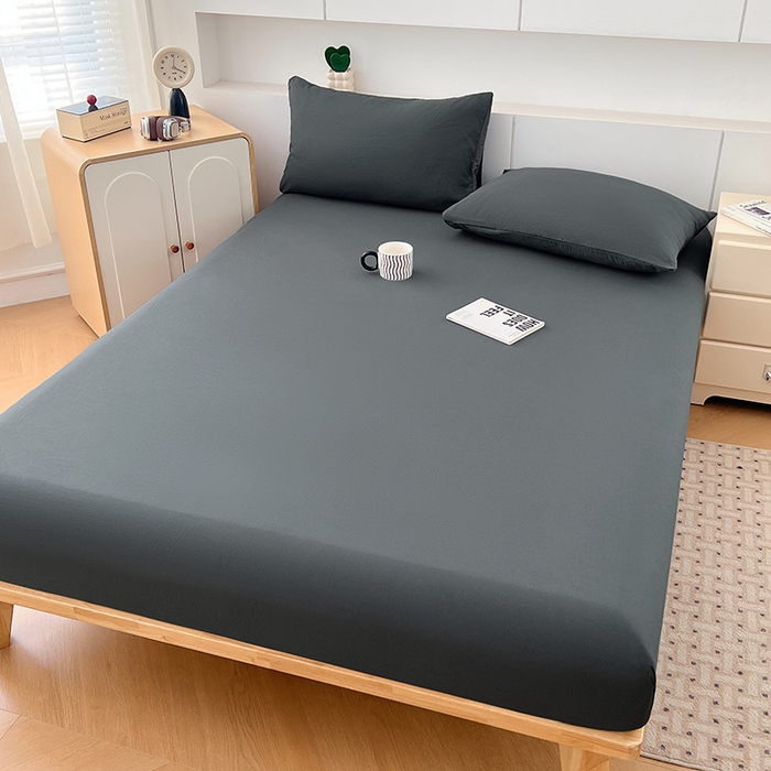 91家纺网 家纺一手货源 找家纺 优尚佳生活馆 2025新款亲肤水洗棉纯色单品床笠 雅青