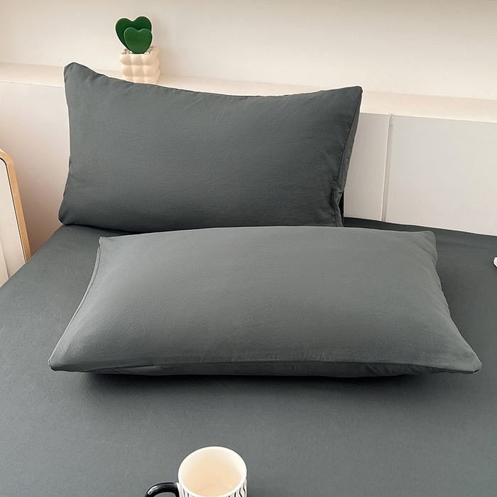 91家纺网 家纺一手货源 找家纺 优尚佳生活馆 2025新款亲肤水洗棉纯色单品床笠 雅青