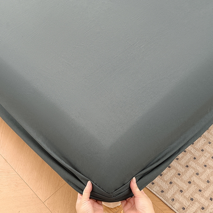 91家纺网 家纺一手货源 找家纺 优尚佳生活馆 2025新款亲肤水洗棉纯色单品床笠 雅青