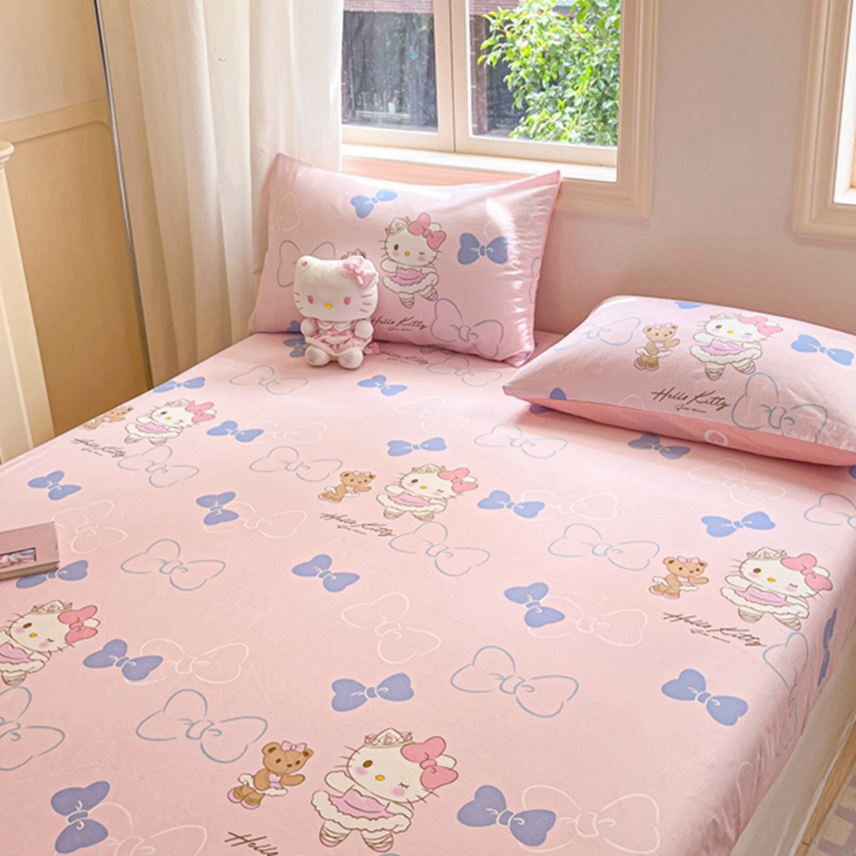 91家纺网 家纺一手货源 找家纺 博雅 2025春夏新款三丽欧小版全棉纯棉单品床笠床笠单件单床笠 玩偶KT