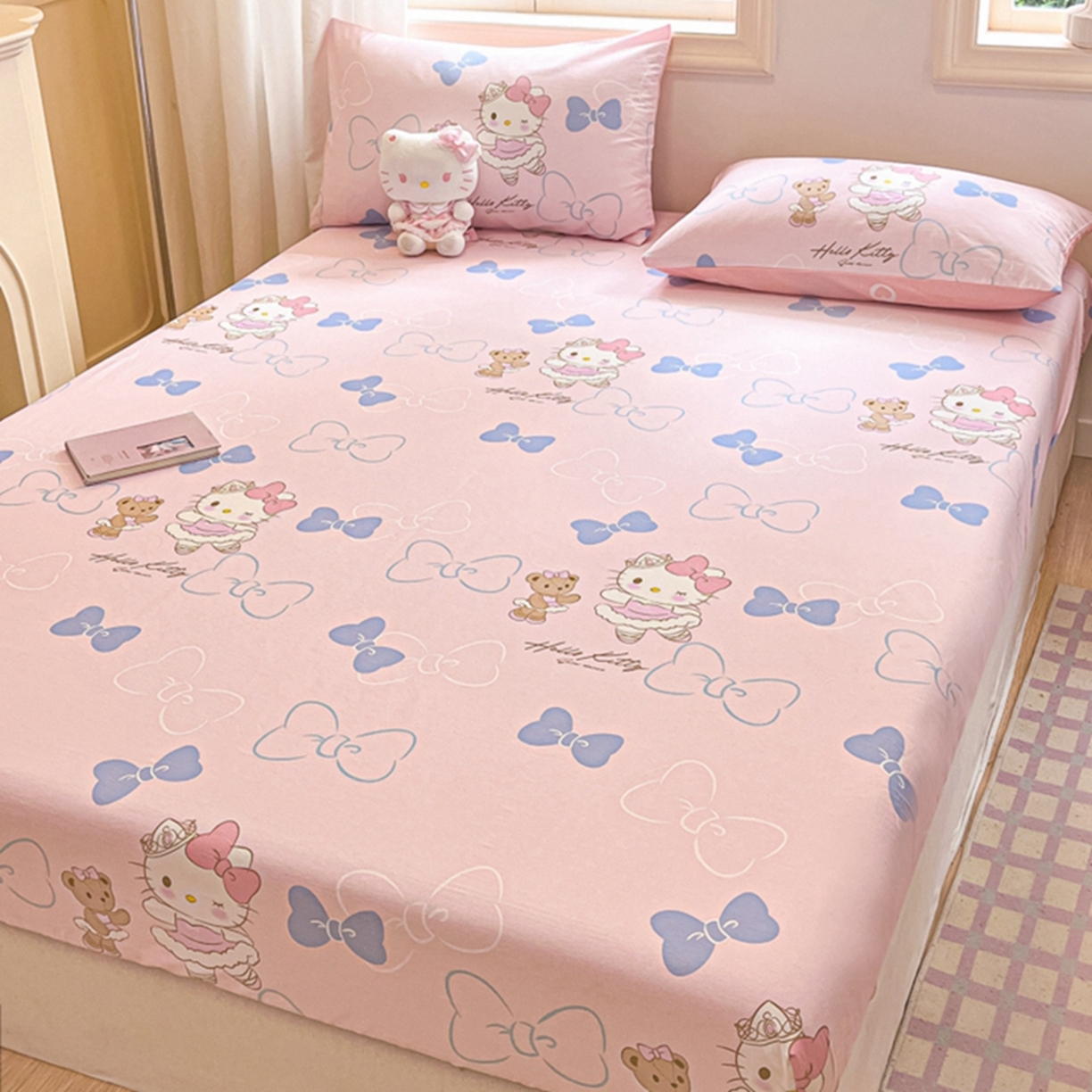 91家纺网 家纺一手货源 找家纺 博雅 2025春夏新款三丽欧小版全棉纯棉单品床笠床笠单件单床笠 玩偶KT