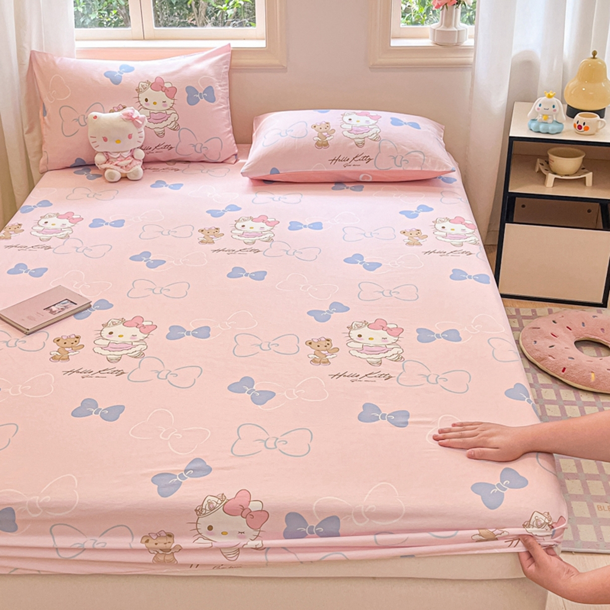 91家纺网 家纺一手货源 找家纺 博雅 2025春夏新款三丽欧小版全棉纯棉单品床笠床笠单件单床笠 玩偶KT