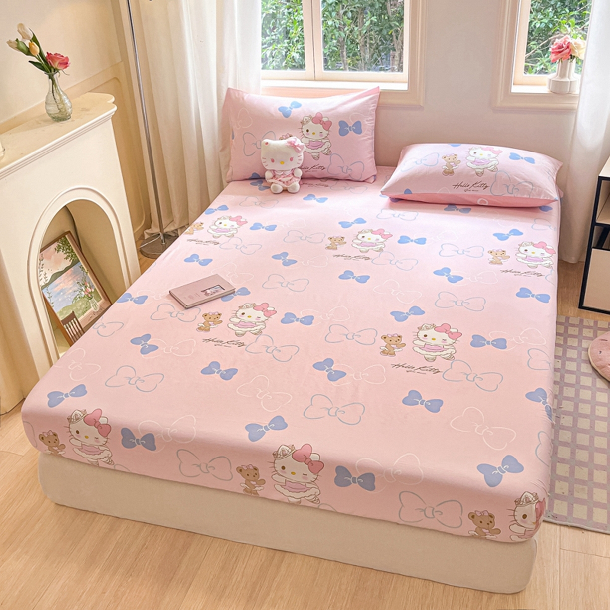 91家纺网 家纺一手货源 找家纺 博雅 2025春夏新款三丽欧小版全棉纯棉单品床笠床笠单件单床笠 玩偶KT