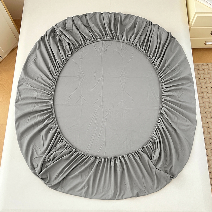 91家纺网 家纺一手货源 找家纺 优尚佳生活馆 2025新款亲肤水洗棉纯色单品床笠 烟灰